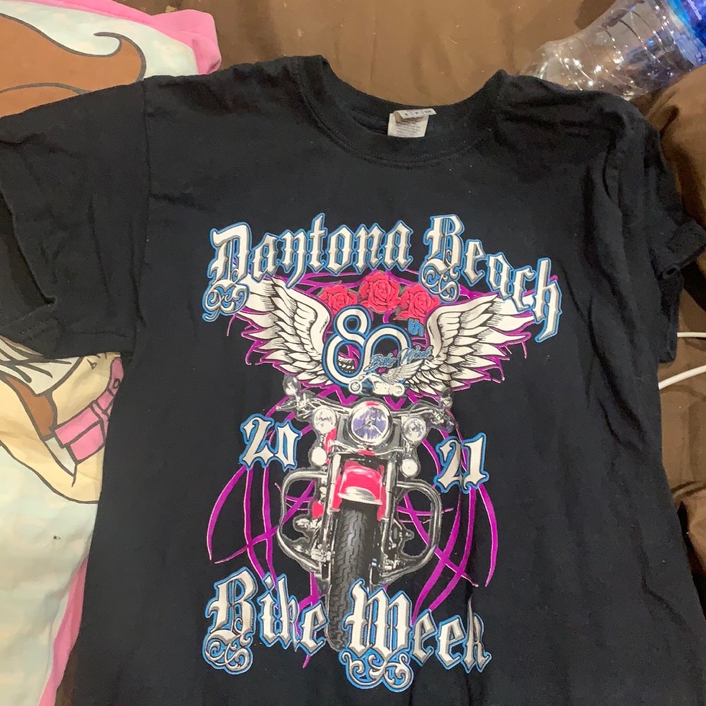 Daytona Beach Harley Davidson Biker Chic Black Tee y2k 2000s
